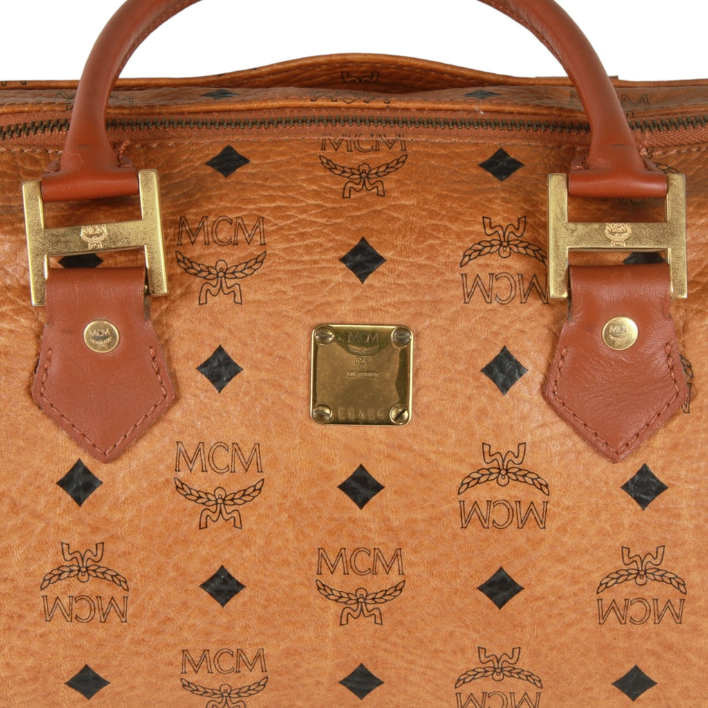 Authentic MCM monogram Boston Bag Brown Germany