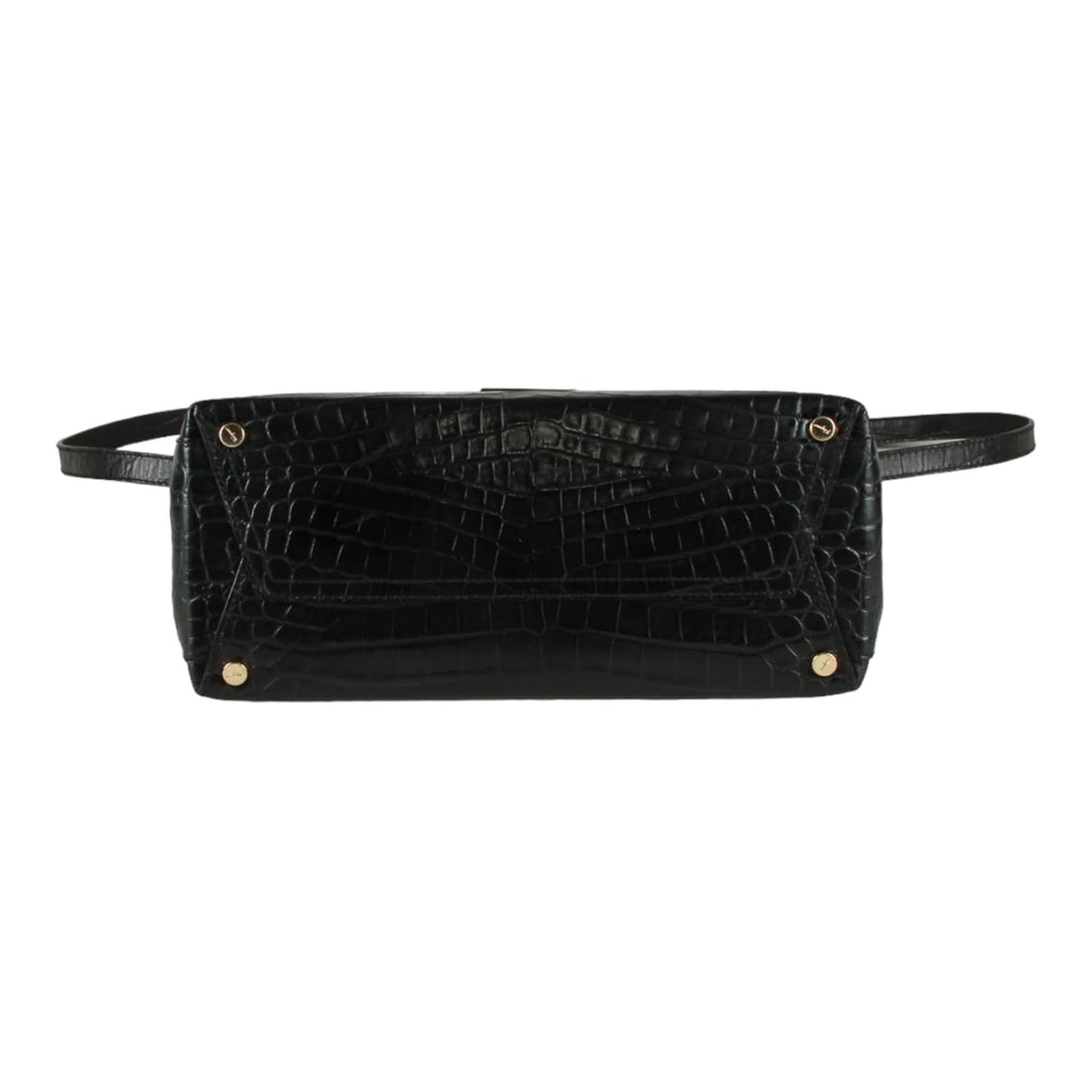 Authentic Salvatore Ferragamo black croc embossed two way bag