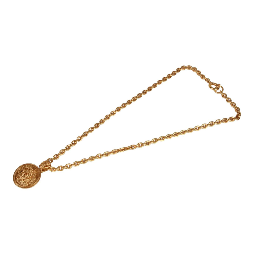 Authentic Chanel chain CC pendant Gold tone necklace