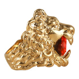 Authentic Gucci Lion Head Motif Crystal Ring In Gold Red