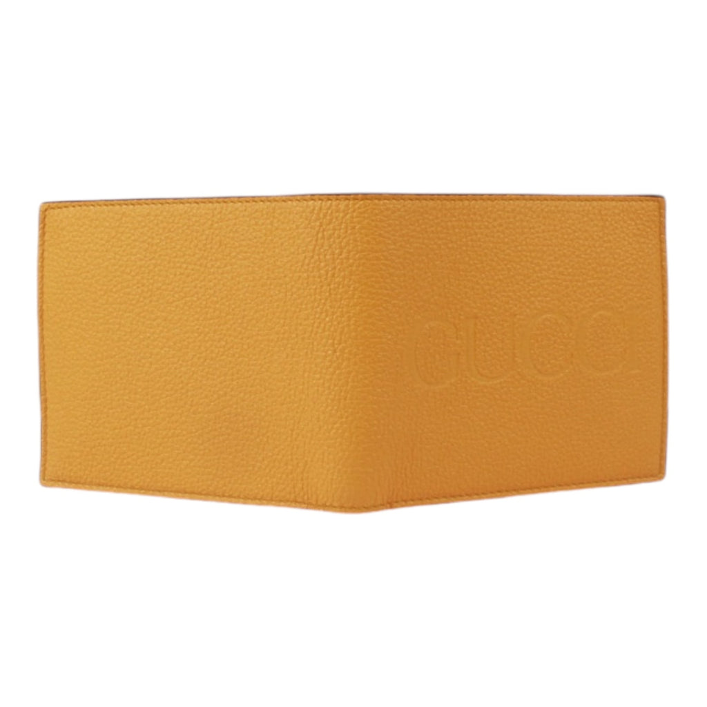 Authentic GUCCI Logo 658681 Yellow Leather Bifold Wallet NEW