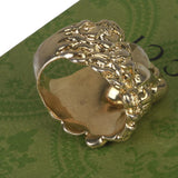 Authentic Gucci Lion Head Motif Crystal Ring In Gold