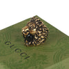 Authentic Gucci Lion Head Motif Crystal Ring In Gold & Black