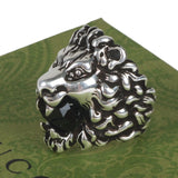 Authentic Gucci Lion Head Motif Crystal Ring In Silver & Black