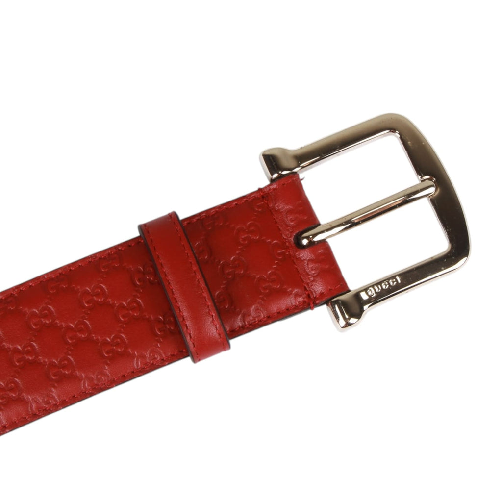 Authentic Gucci Micro Guccissima Belt red leather