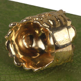 Authentic Gucci Lion Head Motif Crystal Ring In Gold