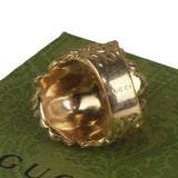 Authentic Gucci Lion Head Motif Crystal Ring In Gold & Red