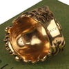 Authentic Gucci Lion Head Motif Crystal Ring In Gold & Black