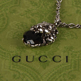 Authentic Gucci Lion Head Motif Black Gemstone necklace