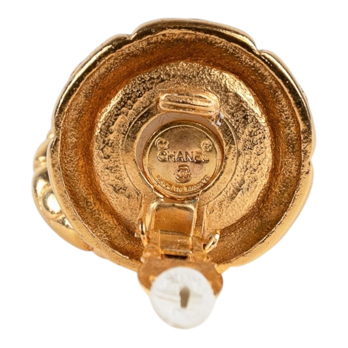 Chanel Gold-Tone & Faux Pearl Clip-On Earrings Vintage