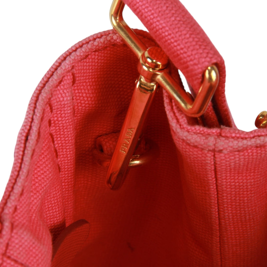 Authentic Prada Canapa Convertible Tote Canvas Mini Pink