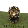 Authentic Gucci Lion Head Motif Crystal Ring In Gold & Black