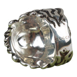 Authentic Gucci Lion Head Motif Crystal Ring In Silver & Black