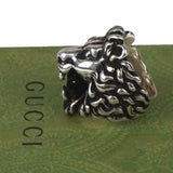 Authentic Gucci Lion Head Motif Crystal Ring In Silver & Black