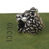 Authentic Gucci Lion Head Motif Crystal Ring In Silver & Black