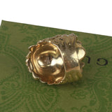 Authentic Gucci Lion Head Motif Crystal Ring In Gold