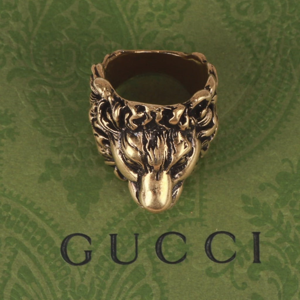 Authentic Gucci Lion Head Motif in Gold tone