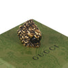 Authentic Gucci Lion Head Motif Crystal Ring In Gold & Black