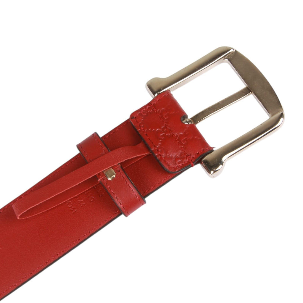 Authentic Gucci Micro Guccissima Belt red leather