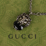 Authentic Gucci Lion Head Motif Black Gemstone necklace