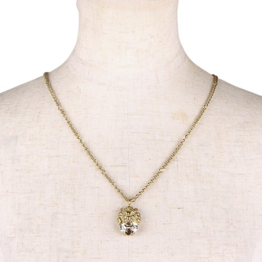 Gucci Lion Head Motif Gemstone necklace