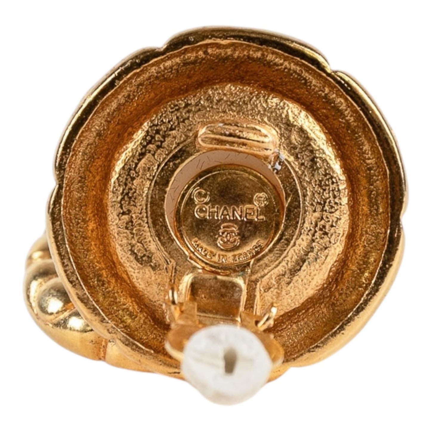 Chanel Gold-Tone & Faux Pearl Clip-On Earrings Vintage