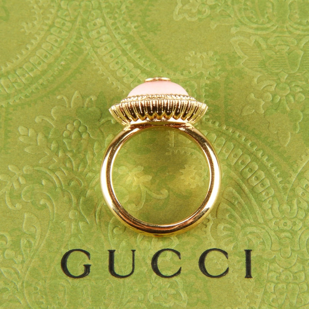 Authentic Gucci interlocking g logo crystal-embellished ring