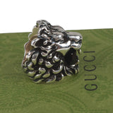 Authentic Gucci Lion Head Motif Crystal Ring In Silver & Black