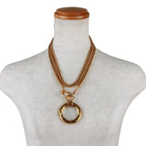 Authentic Vintage Chanel Quilted Magnifying Glass Long Necklace Circa 1980s