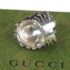 Authentic Gucci Lion Head Motif Crystal Ring In Silver & Black