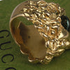 Authentic Gucci Lion Head Motif Crystal Ring In Gold & Green