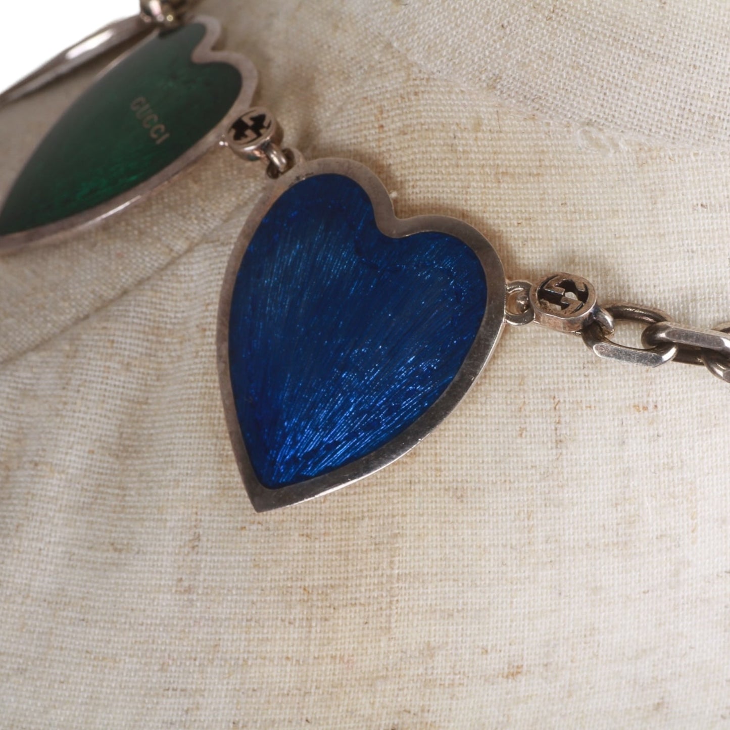 Gucci Multicolored Enamel Heart Pendant Necklace