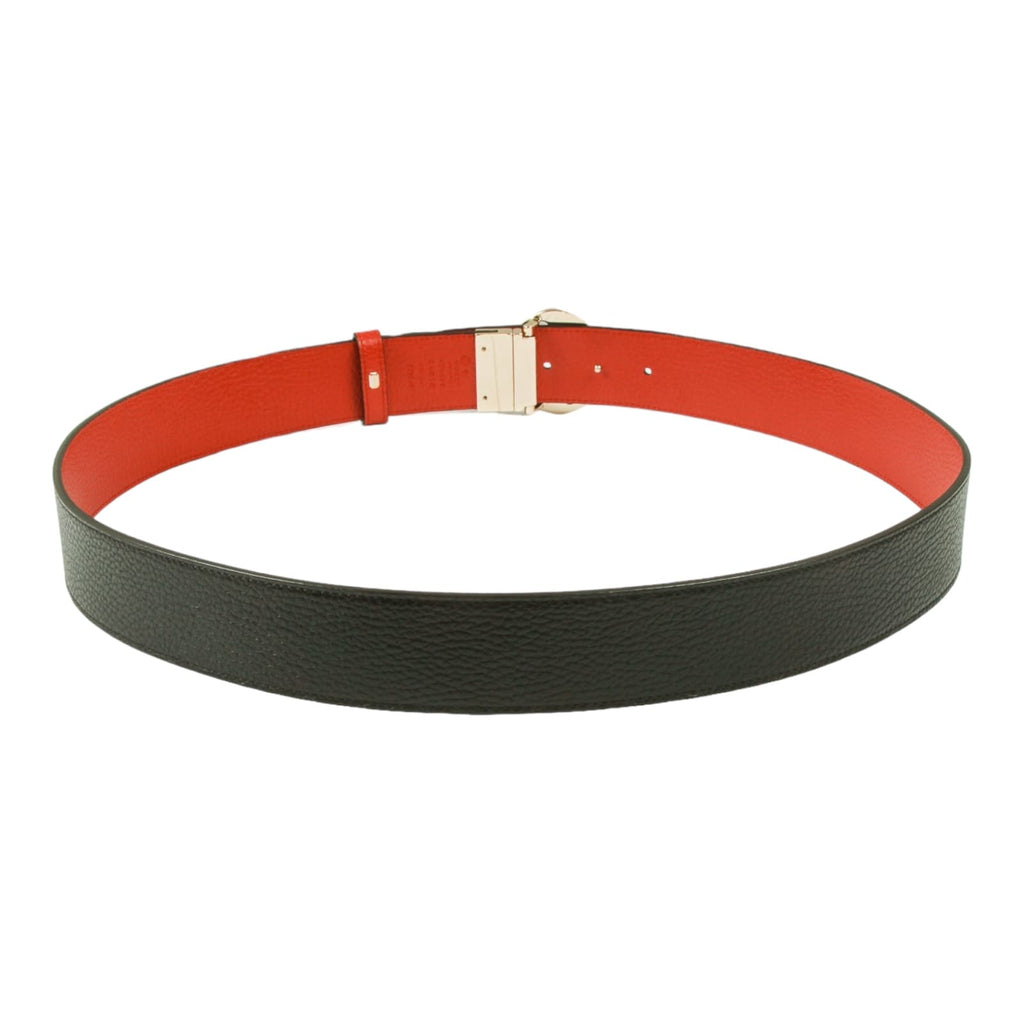 Authentic Gucci Black/Red Leather belt with interlocking GG buckle