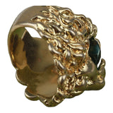 Authentic Gucci Lion Head Motif Crystal Ring In Gold Green