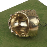 Authentic Gucci Lion Head Motif Crystal Ring In Gold & Red