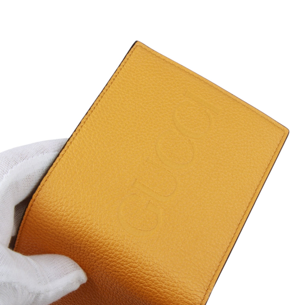 Authentic GUCCI Logo 658681 Yellow Leather Bifold Wallet NEW