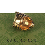 Authentic Gucci Lion Head Motif Crystal Ring In Gold & Black