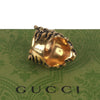 Authentic Gucci Lion Head Motif Crystal Ring In Gold & Black