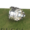 Authentic Gucci Lion Head Motif Crystal Ring In Silver & Black