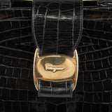 Authentic Salvatore Ferragamo black croc embossed hand bag