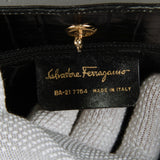 Authentic Salvatore Ferragamo black croc embossed shoulder bag