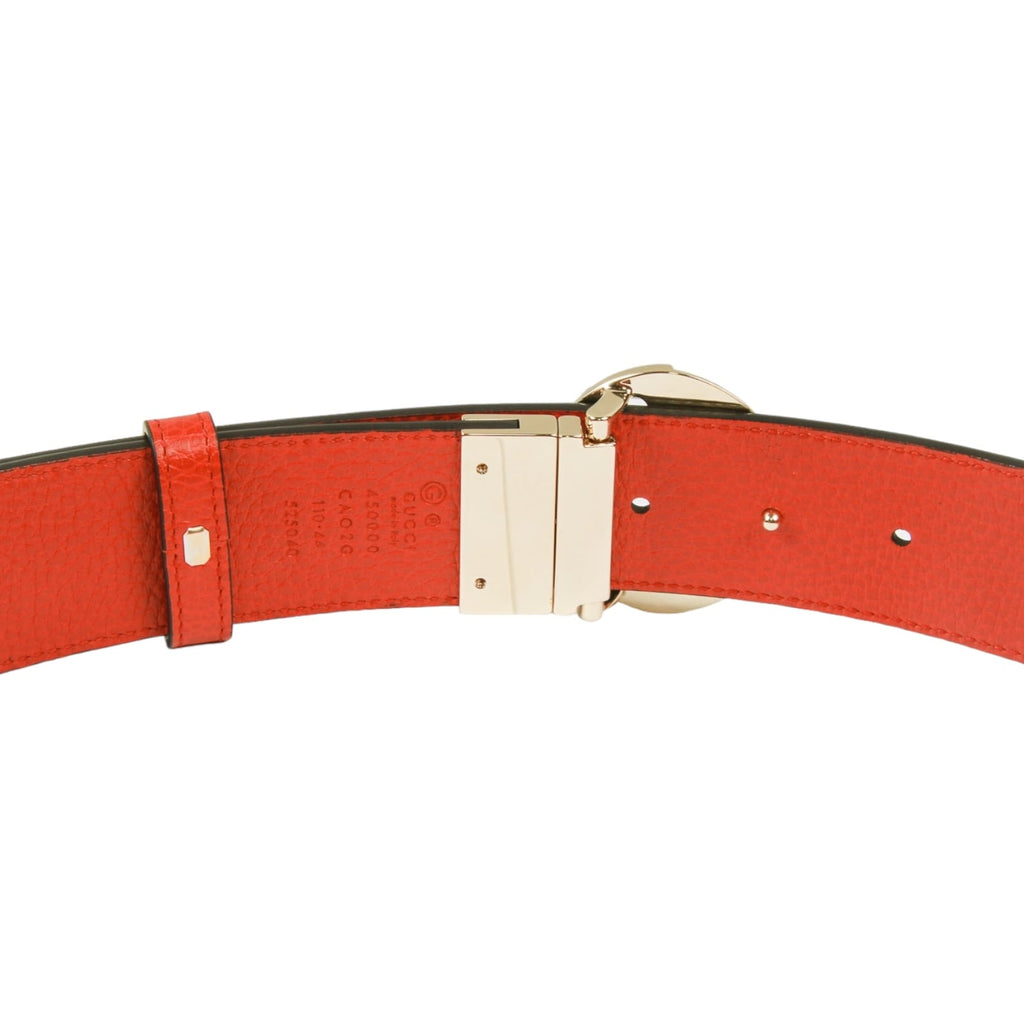 Authentic Gucci Black/Red Leather belt with interlocking GG buckle