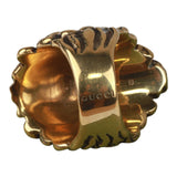 Authentic Gucci Lion Head Motif Crystal Ring In Gold Black