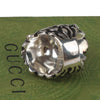 Authentic Gucci Lion Head Motif Crystal Ring In Silver & Black