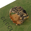 Authentic Gucci Lion Head Motif Crystal Ring In Gold & Black