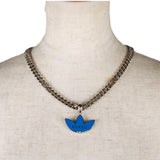 Adidas x Gucci gourmette necklace with Trefoil pendant in palladium tone metal