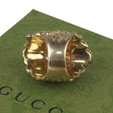 Authentic Gucci Lion Head Motif Crystal Ring In Gold Green