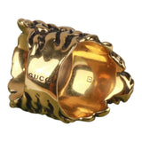 Authentic Gucci Lion Head Motif Crystal Ring In Gold & Black