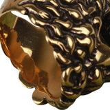 Authentic Gucci Lion Head Motif Crystal Ring In Gold & Black