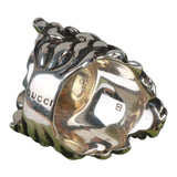 Authentic Gucci Lion Head Motif Crystal Ring In Silver & Black